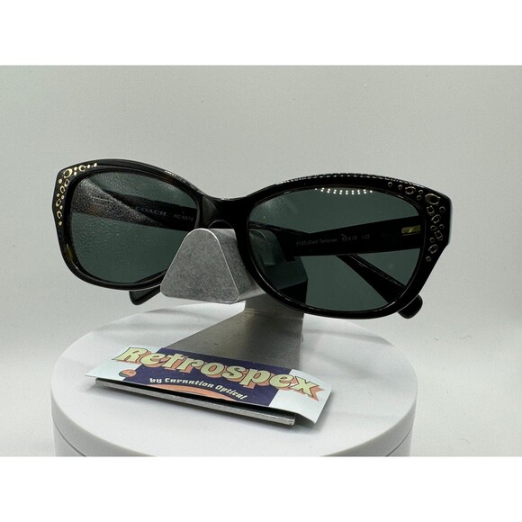 Vintage Y2K Sunglasses NOS 2000s Green Lens Coach HC6076 Narrow Tortoise Frame - Picture 8 of 8
